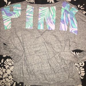 Pink Victoria Secret long sleeve tropical crop top